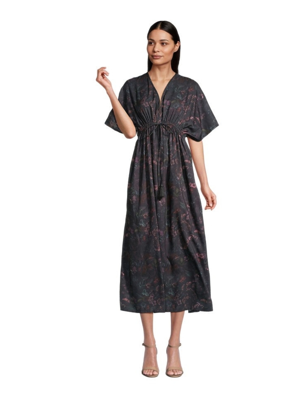 World Market Kaftan Dress with Drawstring Waist S/ M